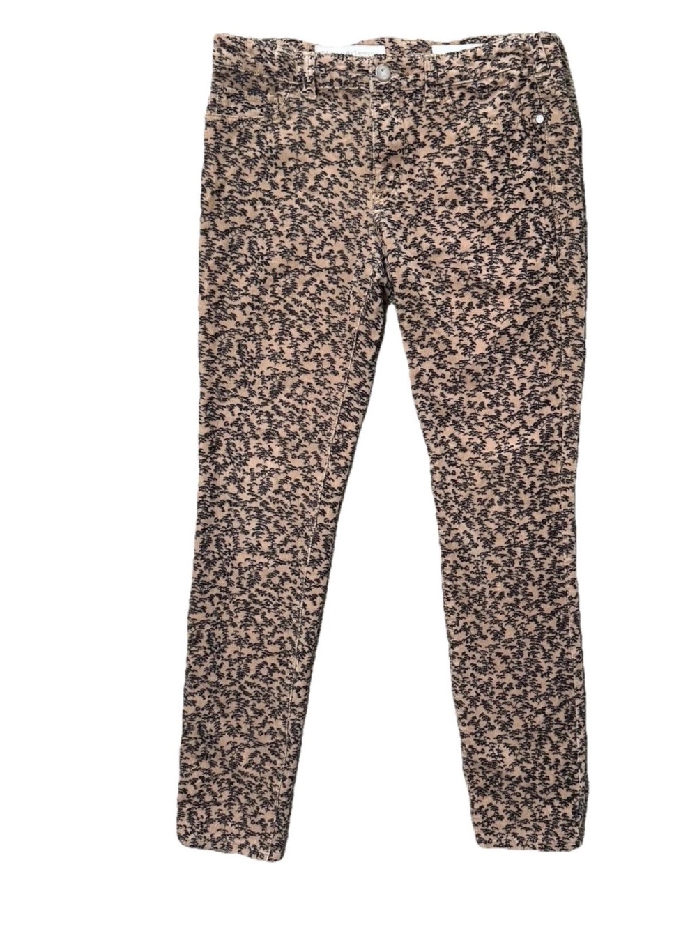 Anthropologie Pilcro Letterpress Serif Corduroy Pants 27 Low Rise Tan Tree Print - Picture 2 of 10